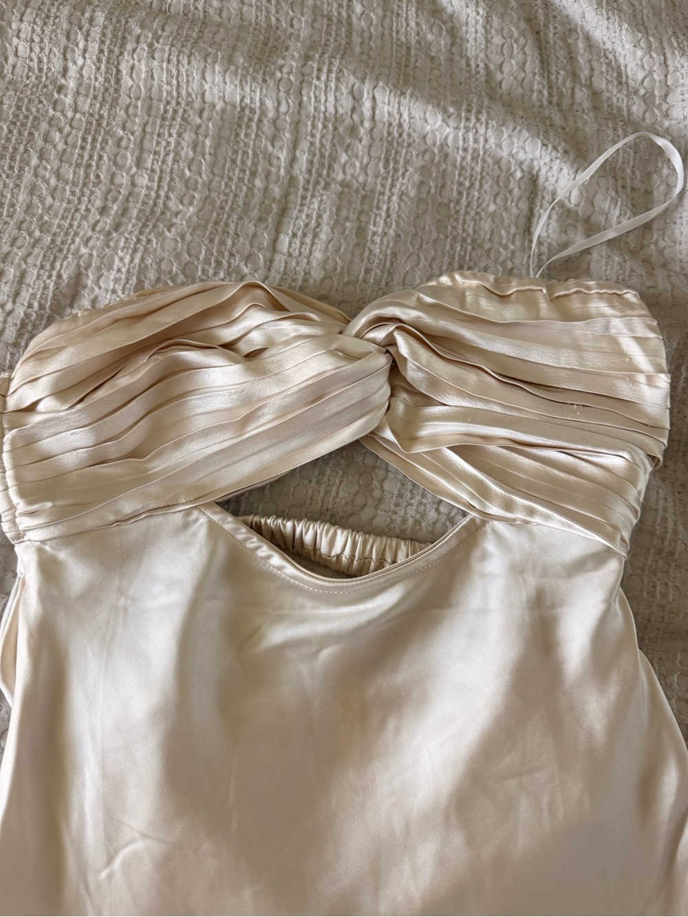 Princess Polly Champagne Strapless Ruched Satin Dress